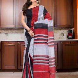 DESH BIDESH Striped Silk Cotton Saree-image-51