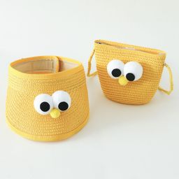 Babyhug Straw Hat With Face Applique & Purse  Yellow - Diameter 48 cm-image-24