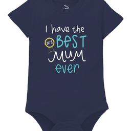 Zeezeezoo Mothers Day Theme Half Sleeves Theme I Have Best Mum Ever Printed Onesie - Navy Blue-picture-34