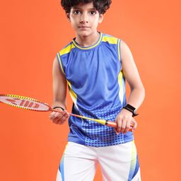 Pine Active Knit Sleeveless Printed T-Shirt & Shorts Set - Blue-image-50