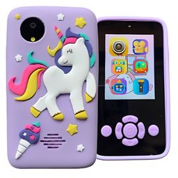 Happy Hues Kids Smartphone Toy with MP3 Music Player- Dual Camera for Selfies- in Built Games-2.4 inch Screen 8MP Camera Toys for Kids- Unicorn Purple-24