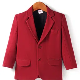 Babyhug Woven FullSleeves Solid Colour Blazer - Maroon-picture-33
