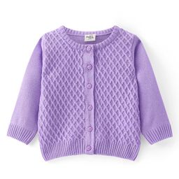 Doodle Poodle Knitted Full Sleeves Front Open Sweater with Cable Knit Design - Lavender-picture-38