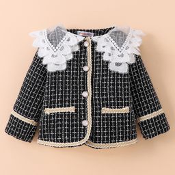 Kookie Kids Full Sleeves Textured Sweat Jacket - Black-image-32