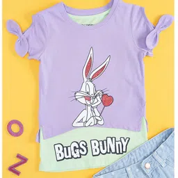 Pantaloons Junior Cotton Warner Bros Featuring Half Sleeves Bugs Bunny Character Printed Tee With Inner Tee - Lavender-picture-29