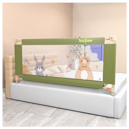 BAYBEE Baby Bed Rail Guard for Baby Safety with 28 Height Adjustable, Portable Bed Side Protector for Baby Falling | Foldable Single Side Bed Railing for Baby Toddler Kids(Dark Green, 150x80cm)-picture-4