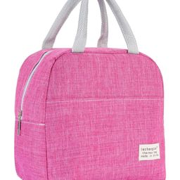 House of Quirk Insulated Reusable Lunch Bag Tote Bag For Three-Layer Thick Fabric Women Lunch Bag For School Picnic Office Outdoor Gym (Linen Pink), 3 Liters-image-115