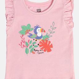 MINI KLUB Cotton Frill Sleeves Bird & Floral Printed Top - Pink-picture-25