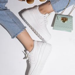 Shoetopia Solid With Lace Up Sneakers - White-image-21
