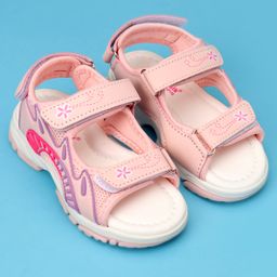 Cute Walk by Babyhug Sandals with Velcro Closure & Floral Print - White & Pink-picture-45