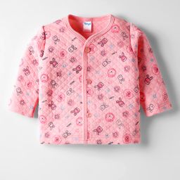 Tango Polyfill Knit Full Sleeves Front Open Jhabla with Bunny Print & Quilted Design - Pink-picture-38