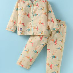 Enfance Core Full Sleeves Deers Printed Coordinating Night Suit Set - Lemon-image-96