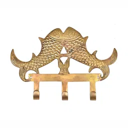 IndianShelf Gold Toned Pai Fish Textured Ceramic Wall Hook-image-91