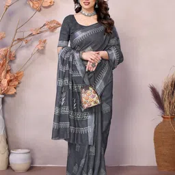 vj fashion Floral Zari Linen Blend Saree-picture-40