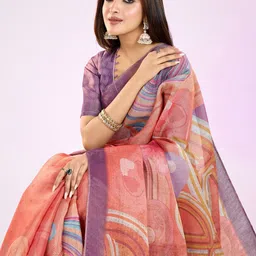 MORDEN MUSE Printed Tissue Silk Saree With Blouse Piece-picture-15