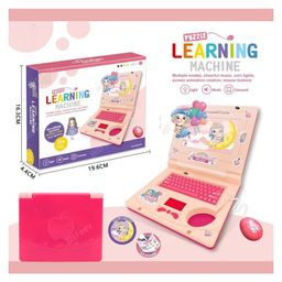 BitFeex Kids Learning MusicLaptop High Simulation Educational Toddler Learning Computer Toy with Mouse-Pink image 2