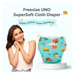 SuperBottoms Pack of 3 Freesize UNO SuperSoft Cloth Diaper with Velcro | Reusable | Adjustable Fit | Dry Feel | 3M-3Y | With Booster Pads image 2