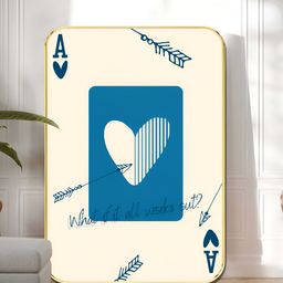 Myntra Elegant Homes Blue & White Ace of Hearts Quote Wooden Wall Art-image-1