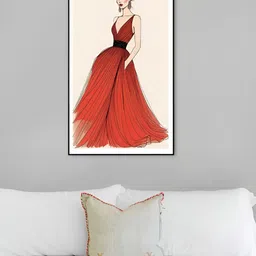 nestroots Orange & Black Elegant Lady Canvas Painting Wall Art-picture-49