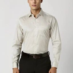 Van Heusen Cream Cotton Regular Fit Printed Shirt-image-15