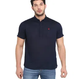 Red Tape Navy Short Sleeves Solid Shirt-image-3