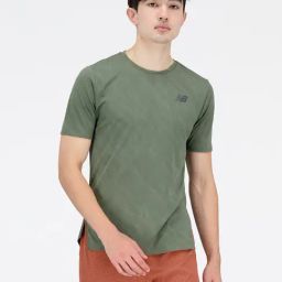 New Balance Green Comfort Fit Self Design Sports T-Shirt-picture-26