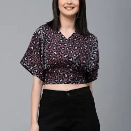 Style Quotient Women Purple and Multi Animal Printed Polyester Regular Smart Casual Crop Top-image-25