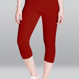 Lyra Red Cotton Capris-image-2