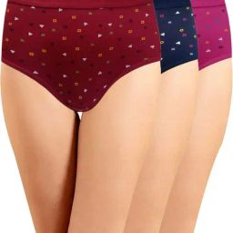 IN CARE Maroon & Navy Cotton Printed Hipster Panties - Pack Of 3-image-49