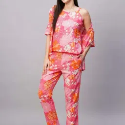 Drape in Vogue Pink Floral Pyjama Sets-picture-39