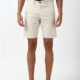 Peter England White Cotton Regular Fit Printed Shorts-image-47