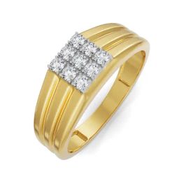 EMORI Yellow Gold Quadret Diamond Band for Men-image-84