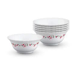Larah by Borosil White Opalware 6 Piece Bowls Set (300 ml)-image-44