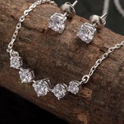 Clara 5 Stone 92.5 Sterling Silver Pendant Set-image-11