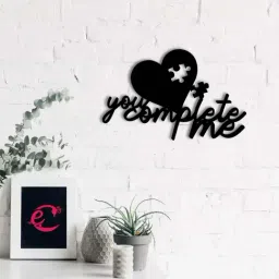 You Complete Me' Love Theme Black Engineered Wood Wall Art Cutout-image-58