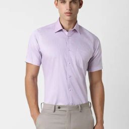 Van Heusen Purple Cotton Regular Fit Striped Shirt-image-86