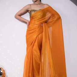 Swtantra Yellow Chiffon Saree-picture-26