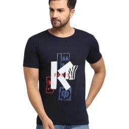 Vimal Jonney Dark Blue Regular Fit Printed T-Shirt-image-55