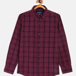 Crimsoune Club Kids Maroon Cotton Chequered Shirt-picture-15