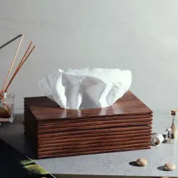Unravel India Brown Mango Wood Tissue Box - Set of 1-83