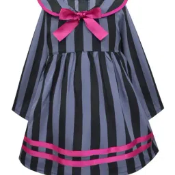 A.T.U.N. Grey & Black Striped Full Sleeves Dress-image-93