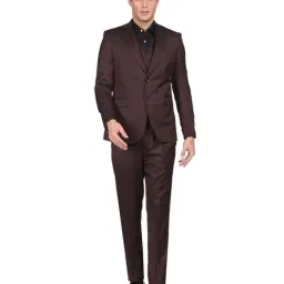 Arrow Brown Regular Fit Self Pattern Three Piece Suit-picture-3