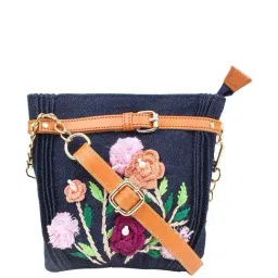 Spice Art Navy Embroidered Medium Sling Handbag-18