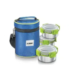 JUDGE Silver & Green Stainless Steel Lunch Box With Bag (0.3 L) - Set of 3-1