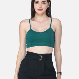 Cation Green Shoulder Strap Crop Top-image-10