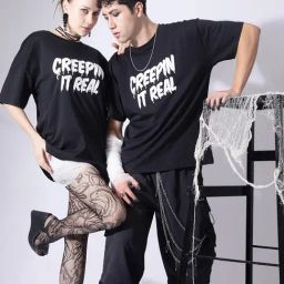 Bene Kleed Black Cotton Regular fit Print T-Shirts-picture-23