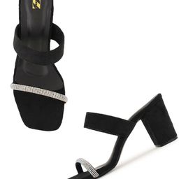 ZENVO Embellished Open Toe Block Heels image 5