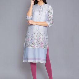 W Women Blue & Pink Floral Printed Kurta-image-78