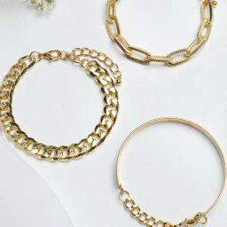 Joker & Witch Gold Chunky Chain Link Bracelet - Set of 3-image-12