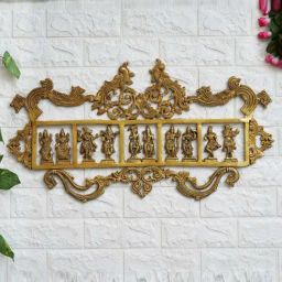 eCraftIndia Golden Brass Peacock Designer Vishnu Dashavatara Wall Hanging Art Pieces-8
